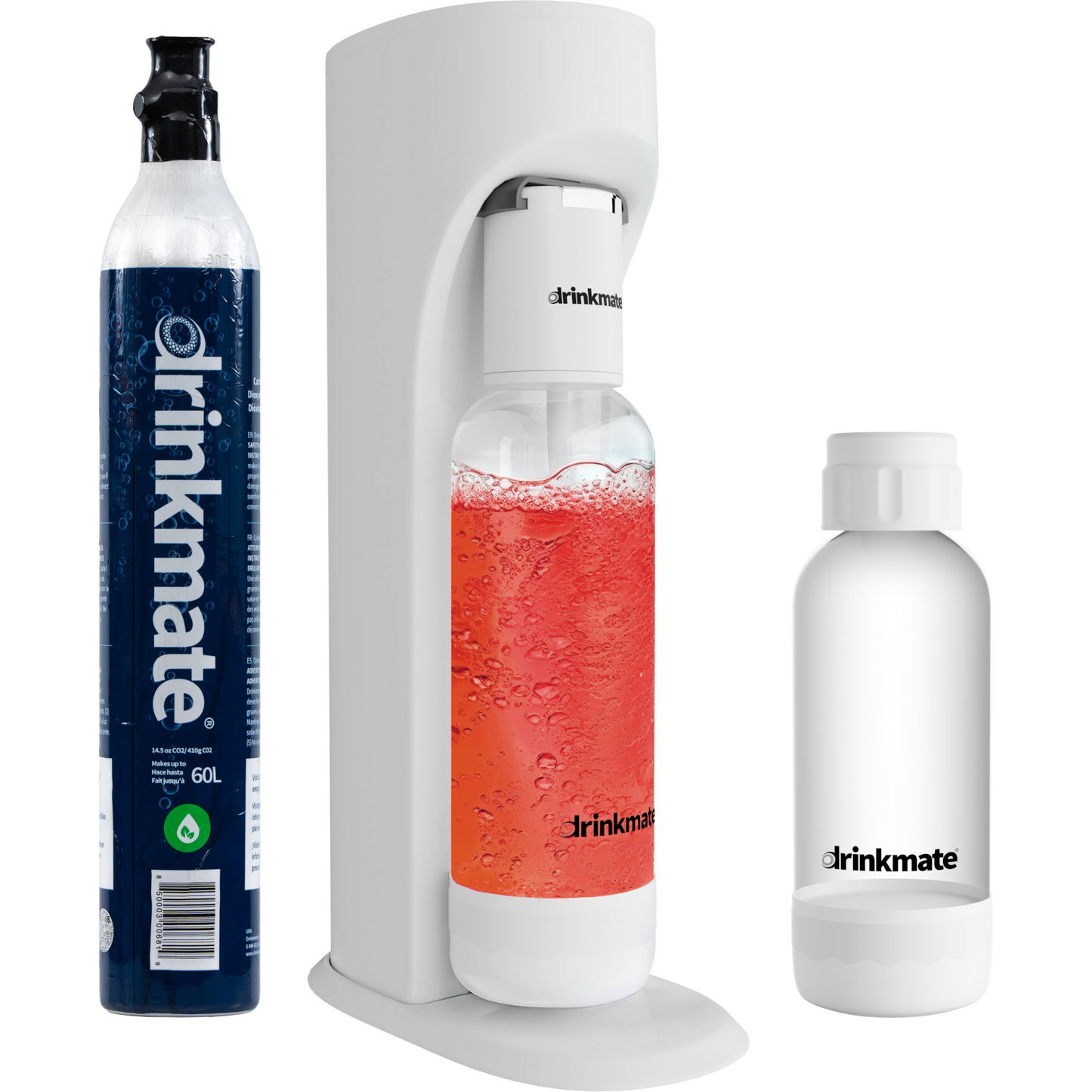 Drinkmate All Fizz Kit Bundle (Machine+2 co₂ cylinders+ 2 Pet Bottles) - White