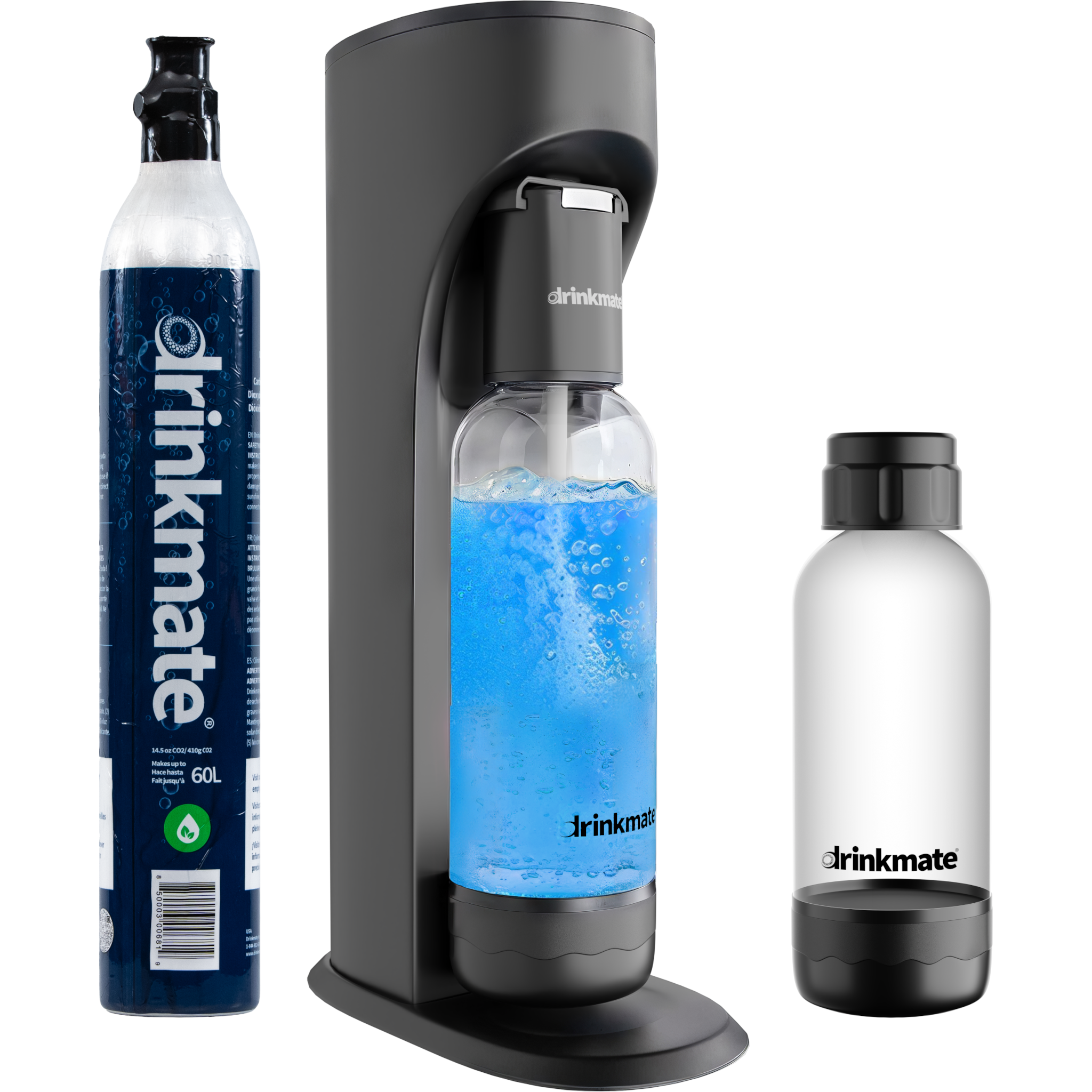 Drinkmate All Fizz Kit Bundle (Machine+2 co₂ cylinders+ 2 Pet Bottles) -  Black