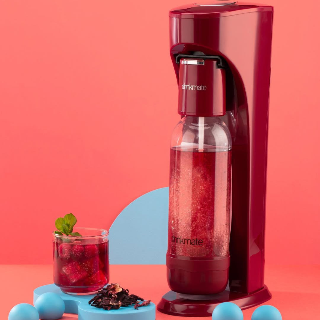 Drinkmate All Fizz Kit Bundle (Machine+2 co₂ cylinders+ 2 Pet Bottles) - Red