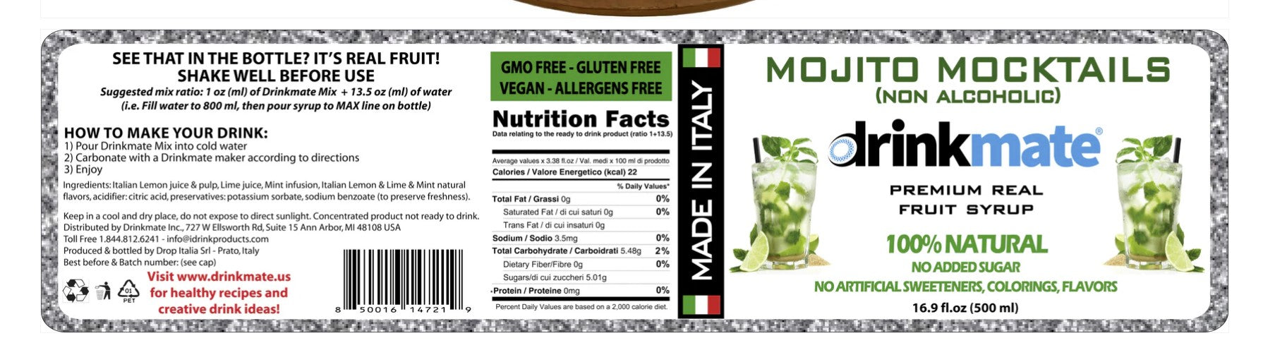 Mojito Mocktail Premium Italian Syrup (Non-Alcoholic)