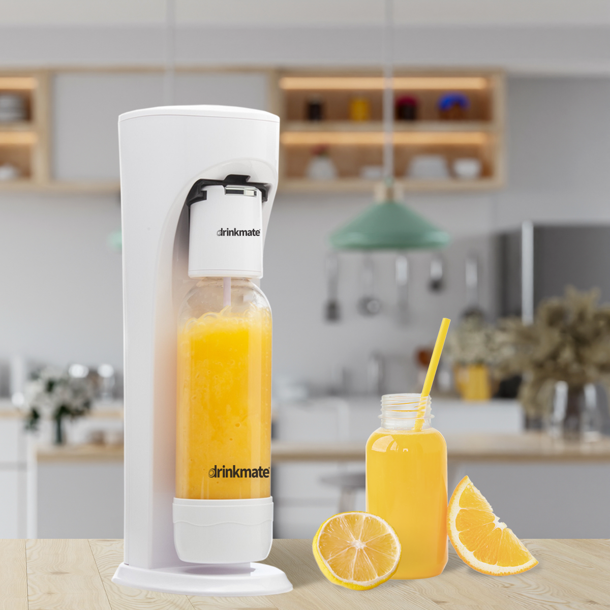 Drinkmate All Fizz Kit Bundle (Machine+2 co₂ cylinders+ 2 Pet Bottles) - White
