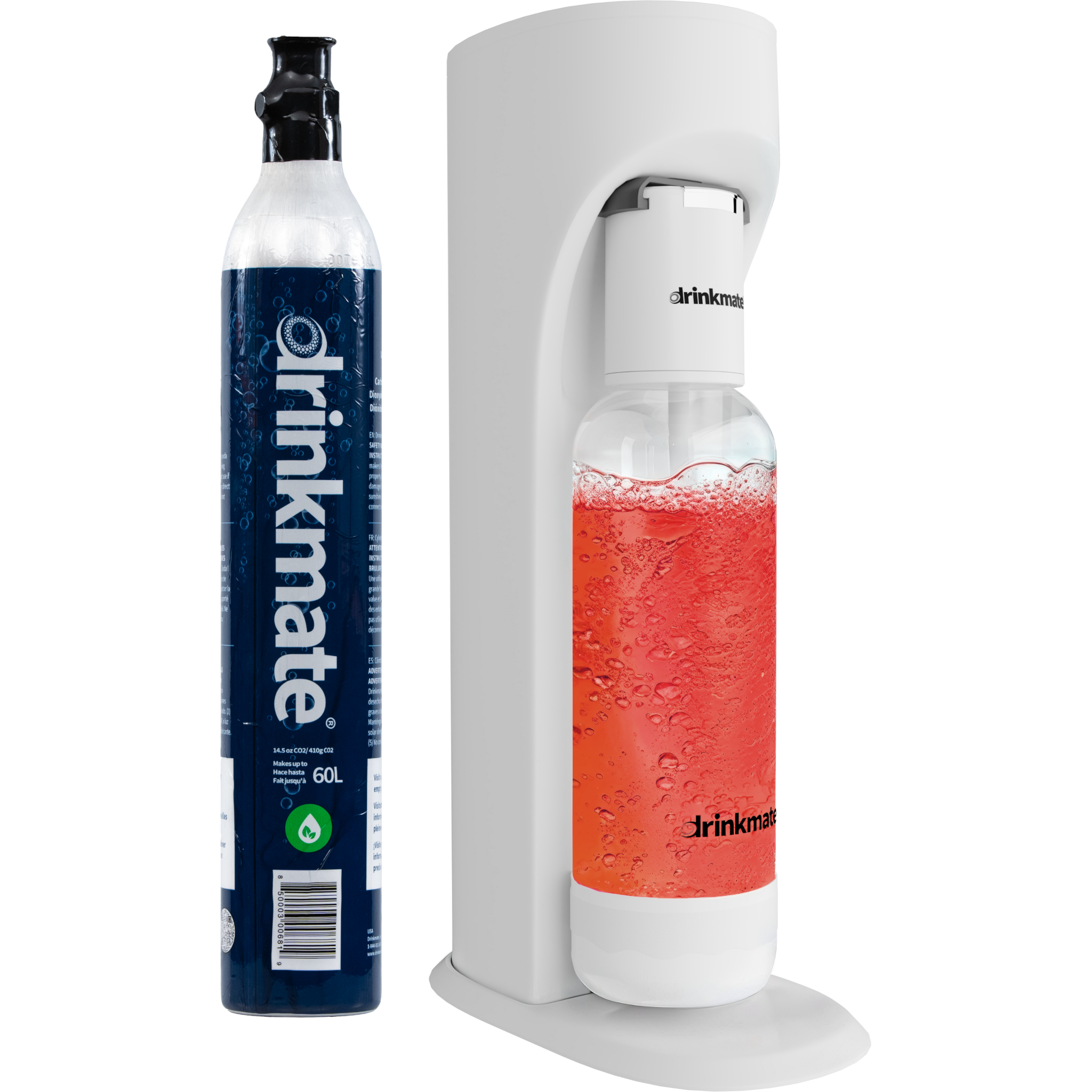 Drinkmate Sparkling Water and Soda Machine With  CO₂ Cylinder (White)