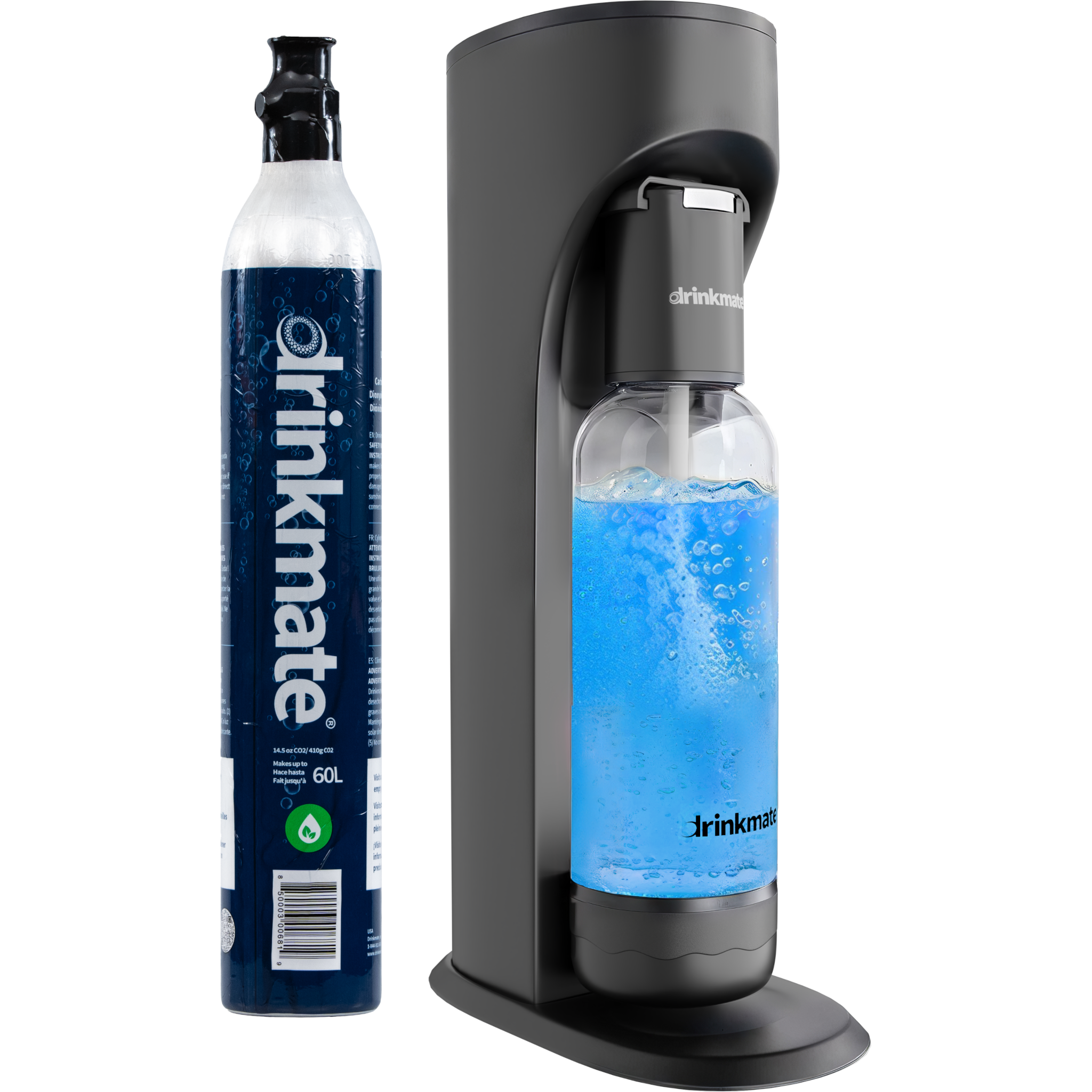 Drinkmate Sparkling Water and Soda Machine With  CO₂ Cylinder (Black)