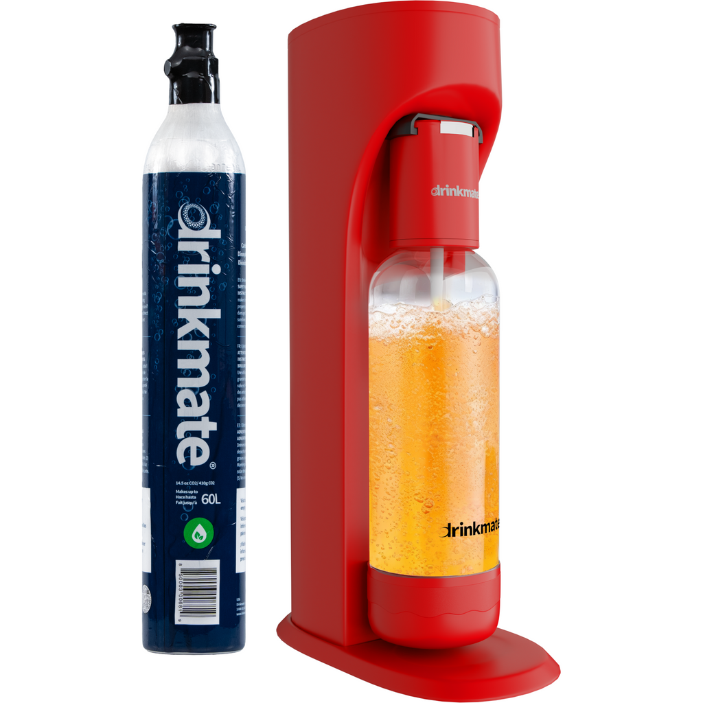 Drinkmate Sparkling Water and Soda Machine With  CO₂ Cylinder (RED)
