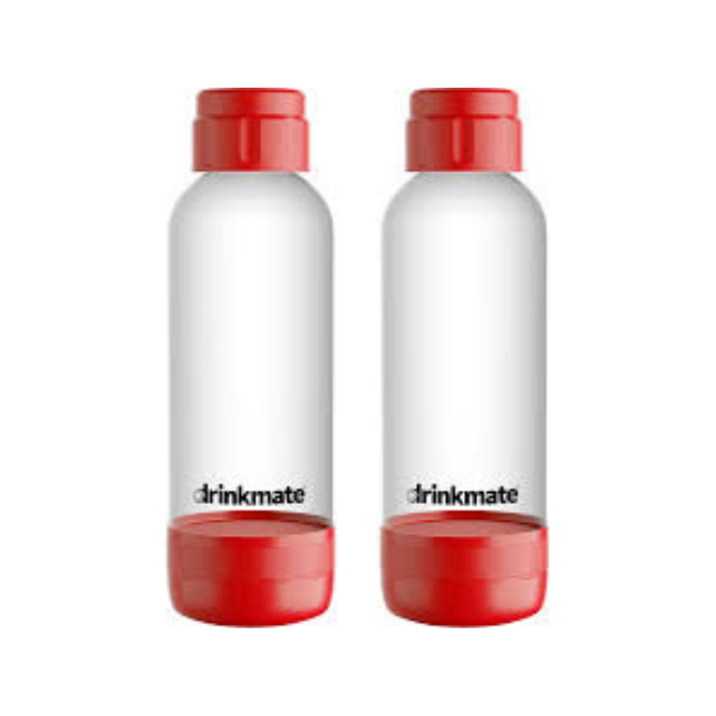 Drinkmate PET Bottles 1L Red, Twin Pack of 2