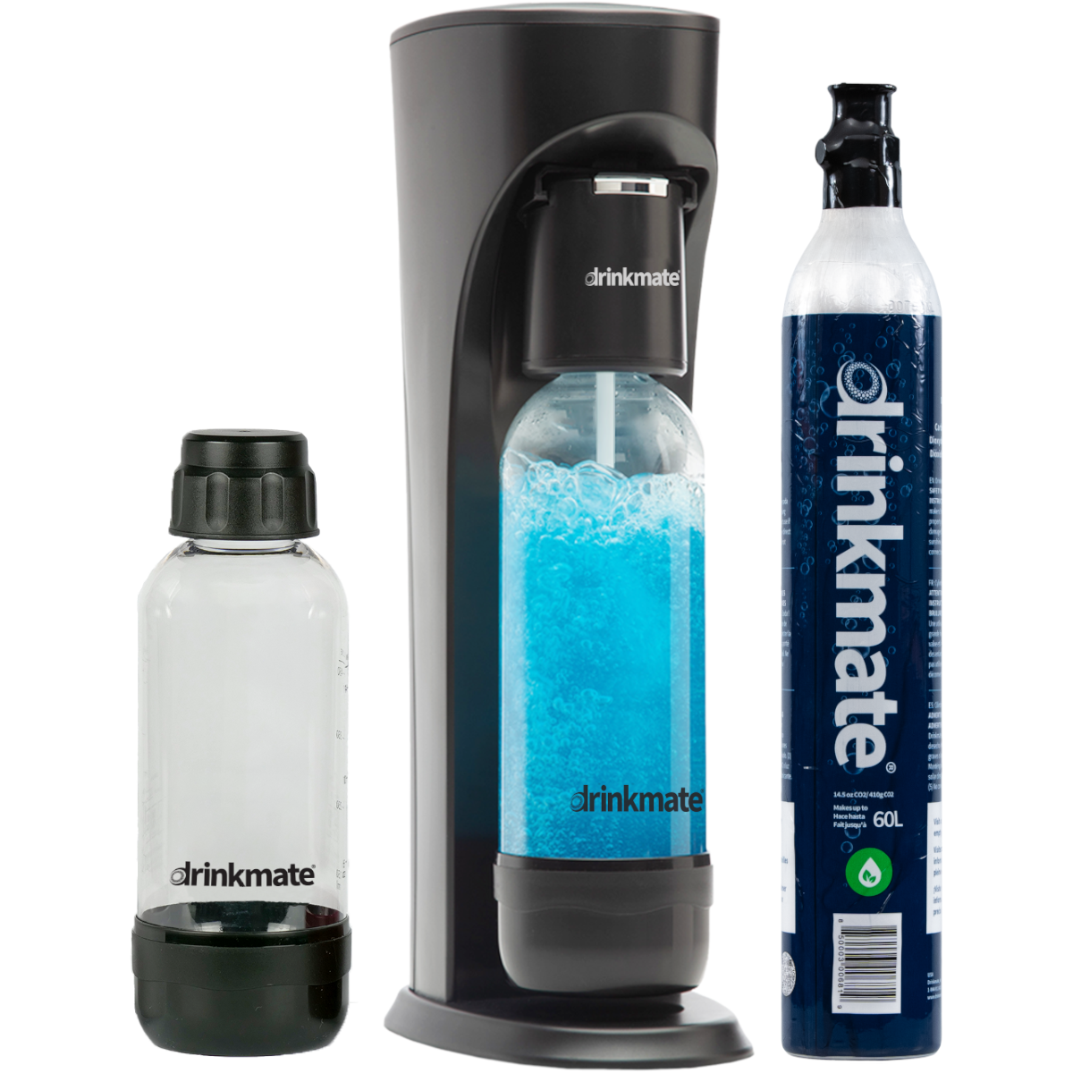 Drinkmate All Fizz Kit Bundle (Machine+2 co₂ cylinders+ 2 Pet Bottles) -  Black