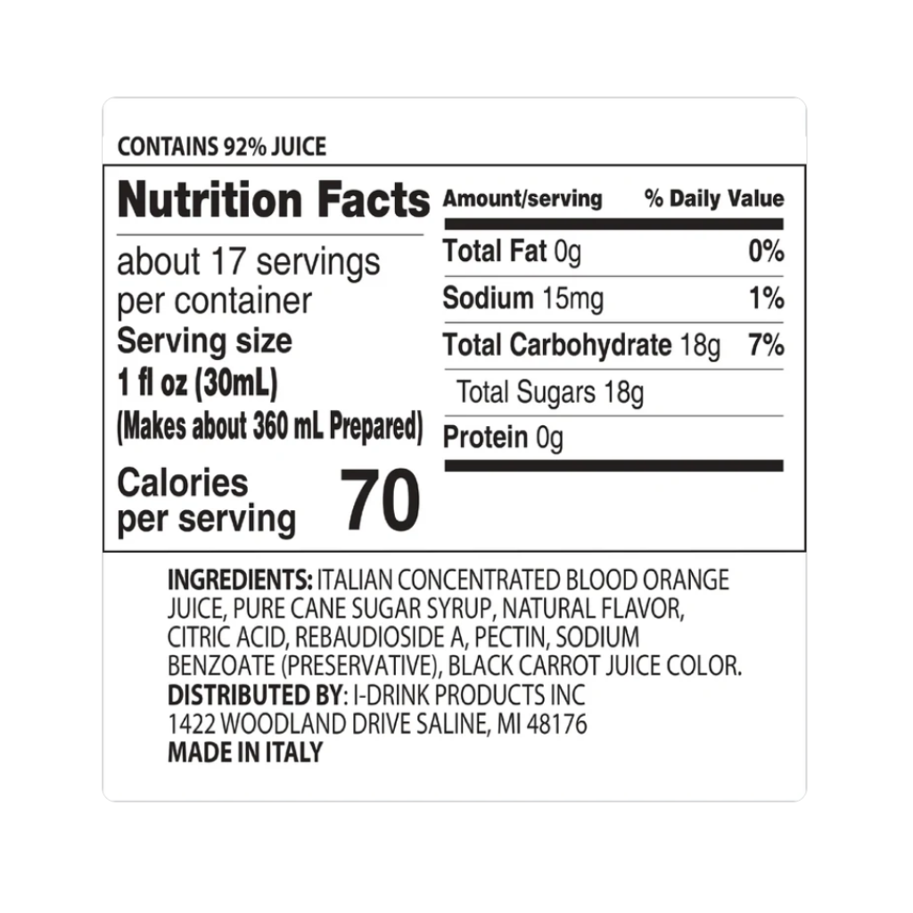 Blood Orange Premium Italian Syrup (Non-Alcoholic)