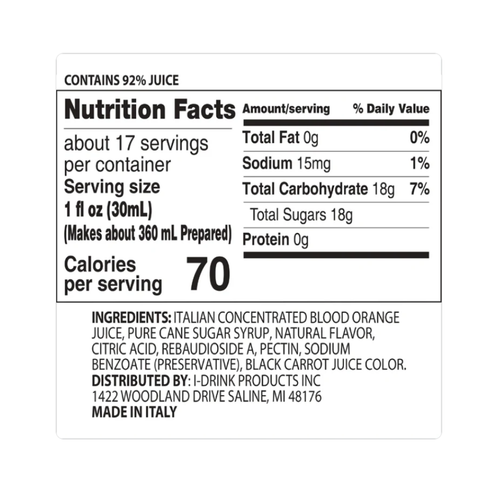 Blood Orange Premium Italian Syrup (Non-Alcoholic)