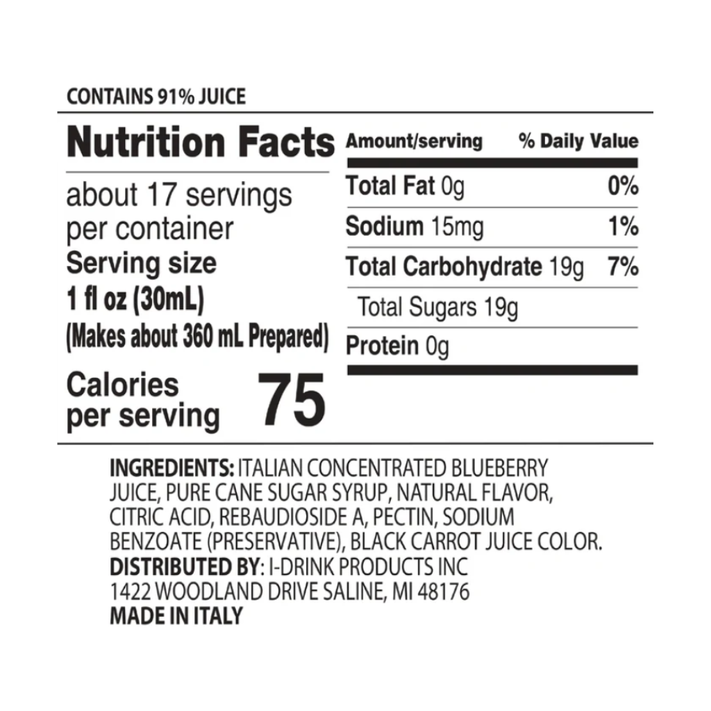 Blueberry Premium Italian Syrup (Non-Alcoholic)